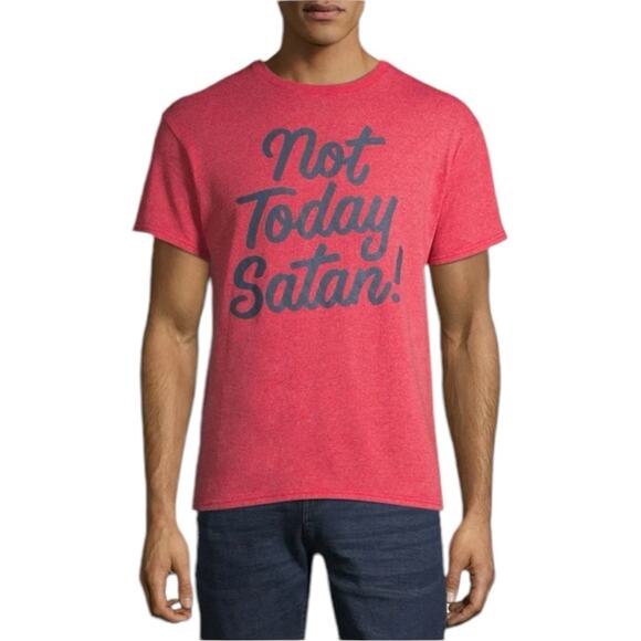 Unisex "Not Today Satan" Short Sleeve T-Shirt Size XL in Red Lightweight Comfort - Picture 1 of 8